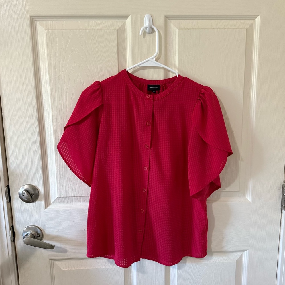 Who What Wear Vibrant fuchsia short sleeve blouse XS.